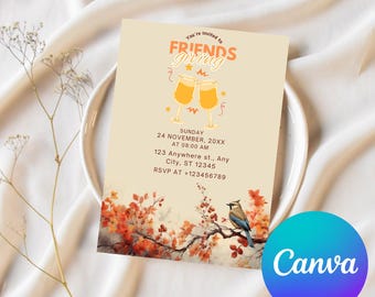 Thankful For Friends Invitation, Friendsgiving Dinner Invitation, Editable Friendsgiving Dinner Invite Template, Friendsgiving Invite