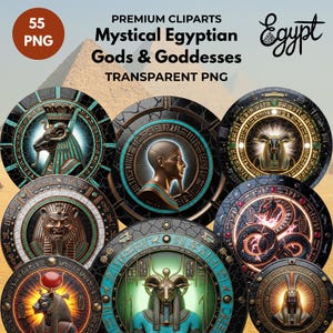 Egyptian Gods and Goddesses Clipart: Ancient Mythology PNG Bundle (Digital Download 4096x4096 px)