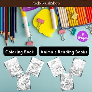 Livre de coloriage : animaux | Livre de coloriage imprimable confortable sur le thème de la lecture | Téléchargement instantané PDF