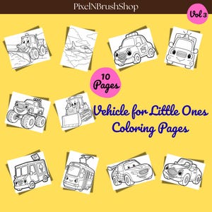 Vehicles for Little Ones Vol. 3 - Toddler Coloring Book | Simple Cute Vehicle Coloring Pages | Kids Printable Coloring Book