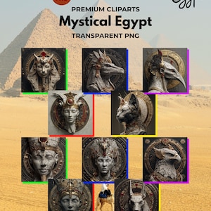 Egyptian Gods Clipart Bundle: Ancient Mythology 10 PNGs (Digital Download)