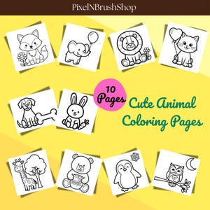 Coloring Book: Cute Animal Coloring Pages for Toddlers | 10 Simple Cartoon Outlines | Preschool & Kindergarten | Ages 3-5 | PDF Printable