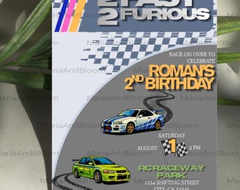 Editable Two Fast Two Furious Birthday Invitation, 2 Fast 2 Furious Invite, Race Invite, Racer Invite, Race Car Birthday, Racing Birthday
