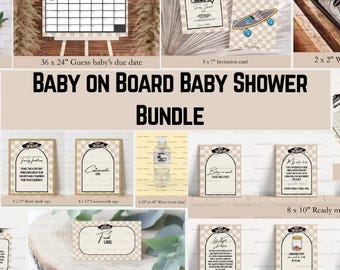 Editable Baby on Board Baby Shower Bundle, Skateboard Baby Shower Bundle, Longboard, Warped Tour Baby Shower, Skate Themed Baby Shower