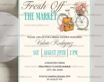 Editable Fresh Off The Market Bridal Invitation, Farmer Market Wedding Shower Invite, Flower Market Invite, Elegant Invite, Floral