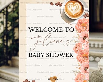 Editable A Baby Is Brewing Baby Shower Welcome Sign, Brewing Baby Welcome, Baby Shower Decor, Coffee Brewing Baby, Welcome Sign, Coffee Bean