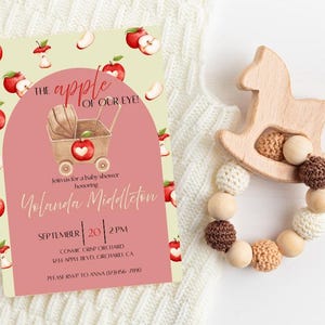 Editable Apple of Our Eye Baby Shower Invitation, Apple Baby Shower Theme, Gender Neutral Baby Shower, Fall Set