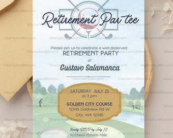Editable Retirement Par-Tee Invitation, Golf Theme Retirement Party Invite, Golf Theme, Golf Par-Tee Invite, Swinging into Retirement, Parr
