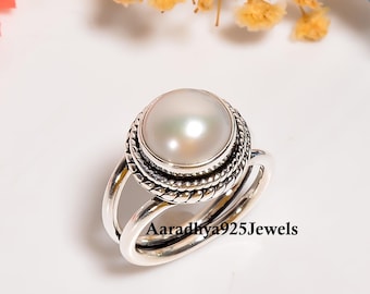 Handcrafted Pearl Ring: 925 Sterling Silver Elegant Jewelry Gift