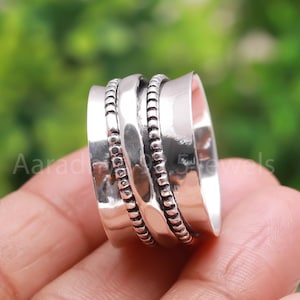 Handcrafted Sterling Silver Spinner Ring: Boho Meditation Thumb Ring