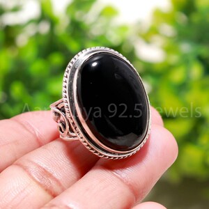 Black Onyx Sterling Silver Ring: Boho Statement Jewelry