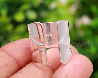Chunky Sterling Silver Band Ring: Handmade 925 Statement Ring