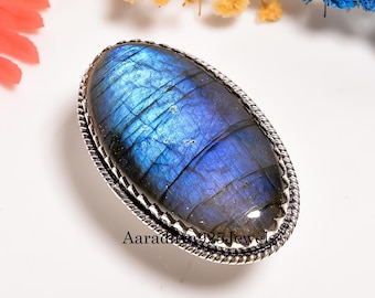 Handmade Large Blue Labradorite Ring: Sterling Silver Boho Jewelry