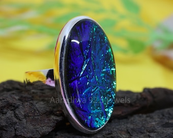 Australisk triplet-opalring: Handgjord 925 sterlingsilverring
