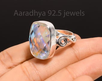 Angel Aura Quartz Ring: Handcrafted 925 Sterling Silver Boho Ring