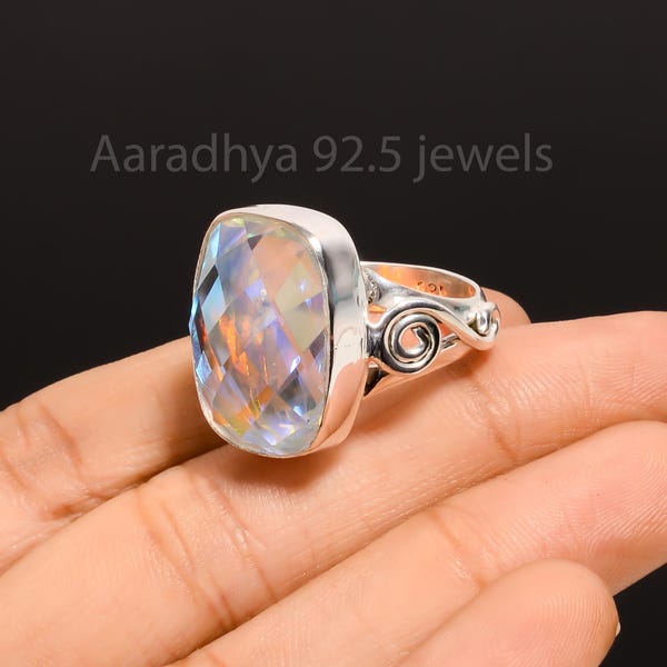 Anillo Angel Aura Quartz: Anillo bohemio hecho a mano en plata de ley 925.