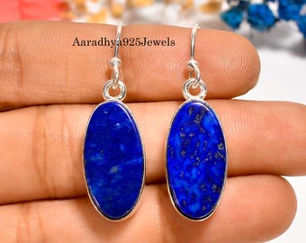 Handgjorda örhängen i lapis lazuli 925 sterlingsilver: Boho smycken