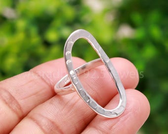 Hammered Sterling Silver Open Band Ring: Handmade Minimalist Statement Jewelry