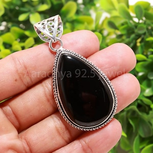 Black Onyx Gemstone Pendant, 925 Sterling Silver, Black Onyx Women Pendant, Black Onyx Jewelry, Handmade Pendant, Women&#39;s Gift Pendant