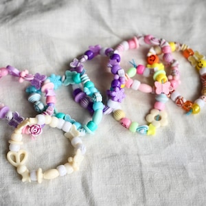Colorful Beaded Charm Bracelet – Handmade Stretch Bracelet with Cute Beads – Y2K, Kawaii, Pastel Jewelry