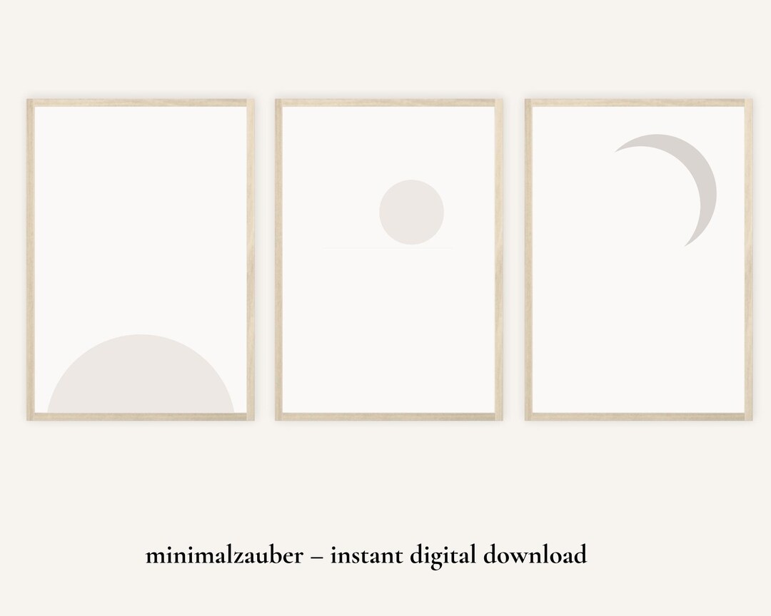 Quiet Celestial Nursery Set of 3 | Minimal Sun Moon Wall Art | Neutral ...