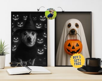 Custom Halloween Pet Portrait: Spooky Costume Art (Digital Download)