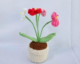 Handmade Crochet Flower Pot, Desk Decor