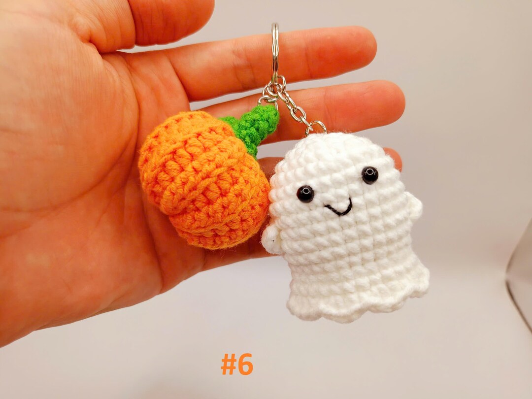 Macrame Ghost Keychains Crochet Halloween Keychain, Ghost and Pumpkin, Handmade Acrylic Yarn - Etsy