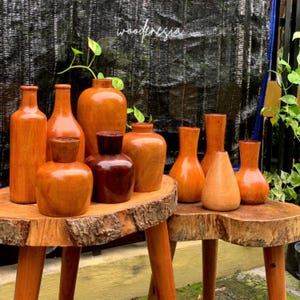 Rustic Minimalist Mahogany Wood Flower Vase Home Decoration Souvenir Wood Vases