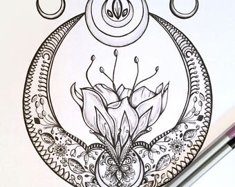 Download Tattoo Coloring Page Etsy