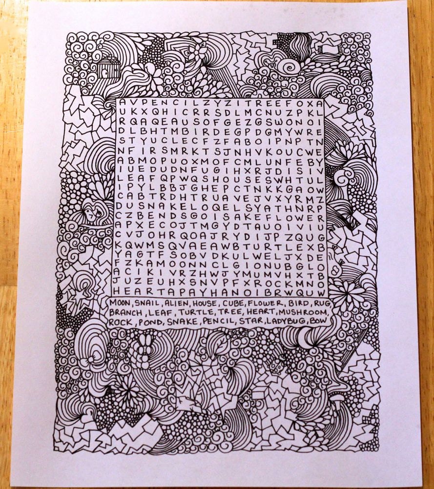 Childrens Word Search Activity Printable Coloring Page Instant Pdf ...