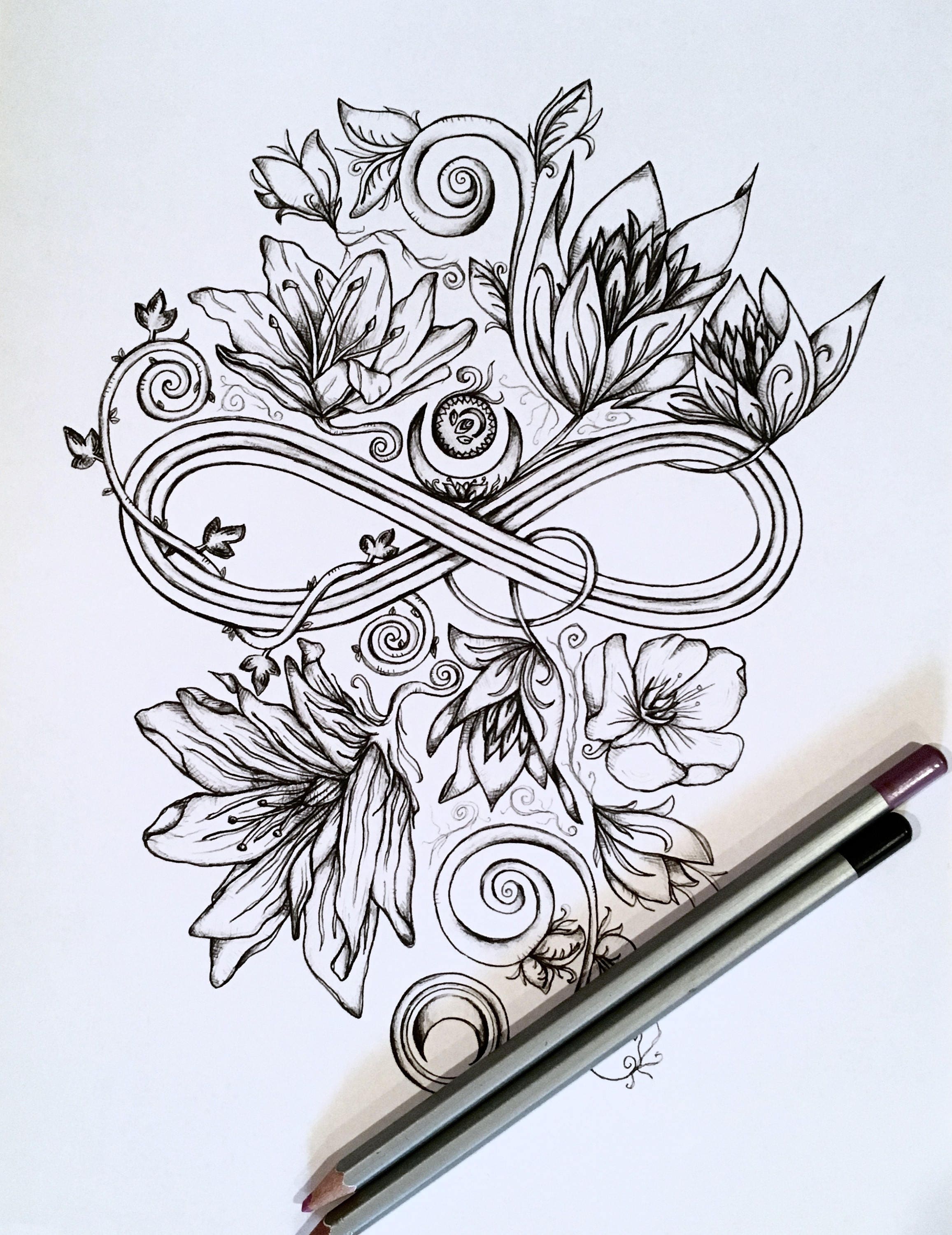 Adult Kids Coloring Page Infinity Moon Original Nature Art Woodland ...