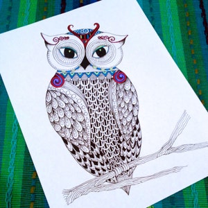 Adult Coloring Page Owl Zentangle Doodle Design Printable Instant Download Kids Animal Activity image 2