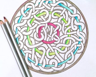 Mandala Knot Adult Coloring Page Original Art Doodle Kids Activity
