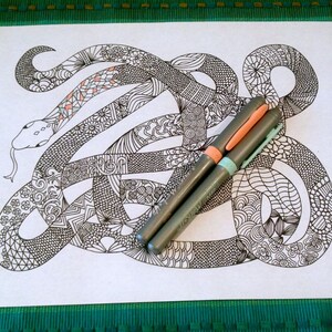 Zentangle Snake Coloring Page Doodle Animal Design Printable Pattern Illustration Kids Art Adult Activity image 1