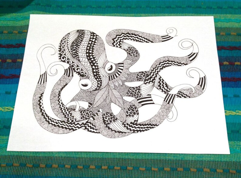 Download Octopus Coloring Page Zentangle Kids Adult Doodle Design ...
