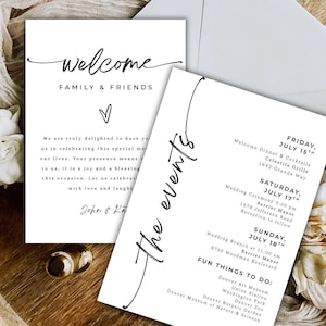 Editable Wedding Itinerary Template: Minimalist Events Card (Digital Download)