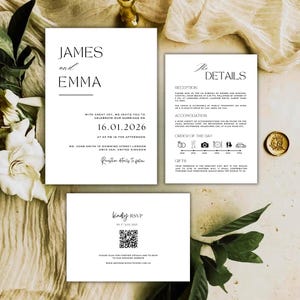 Minimalist Wedding Invitation Template Bundle: Modern Invite Suite (Digital Download)