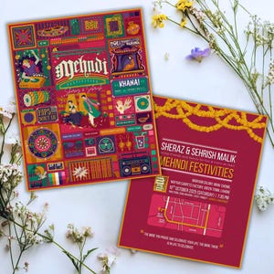 Colorful Mehndi Invitation Template | Editable Haldi Dholki Mayoun Invite | Canva Template Instant Download | Digital Wedding Invite