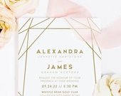 Geometric Wedding Invitations, Gold Foil Wedding Invites, Modern Wedding Announcements, Gold Invitation Cards, Gold Save the Date Postcards