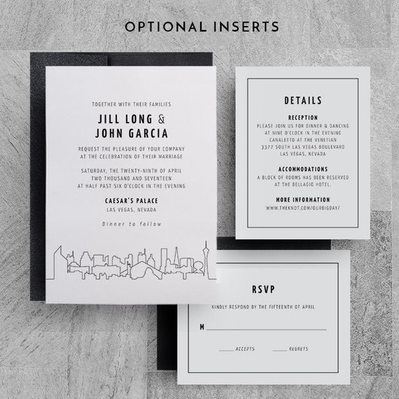 Las Vegas Wedding Invitation Las Vegas Invite Las Vegas Etsy