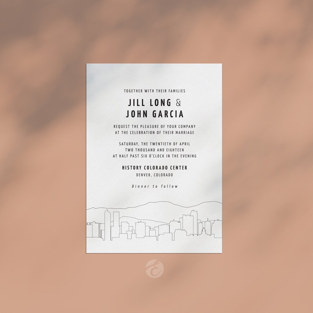 Denver Wedding Invitation Printable Invitation Printed Etsy