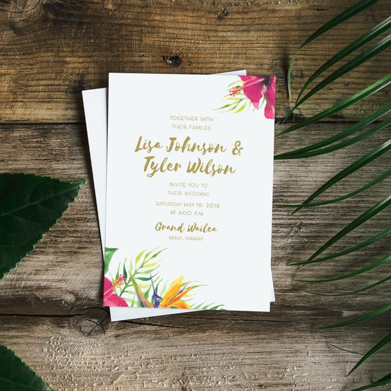 Beach Wedding Destination Wedding Hawaii Wedding Invite Maui Wedding Fiji Wedding Island Wedding Tropical Wedding Invitation