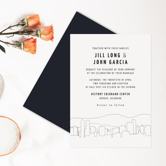 Denver Wedding Invitation Printable Invitation Printed Etsy