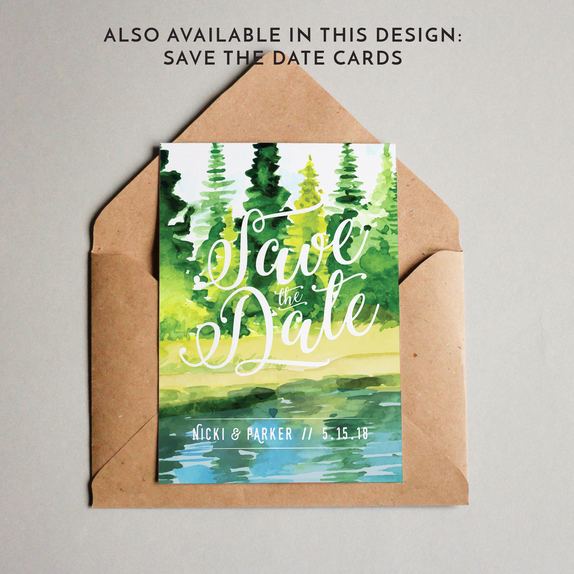 Rustic Wedding Invitation Watercolor Wedding Invitation Etsy