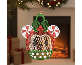 FSL Weihnachtsmaus Ohrring Freistehende Stickerei: Stickdatei 13x15 (Digitaler Download) 4size