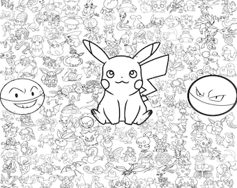 Pokemon Black Outline Stickerei Bundle 200+ Datei Designs (Instant Download) 8size