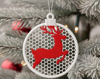 Stickdatei Rentier Weihnachtsanhänger (Digitaler Download)