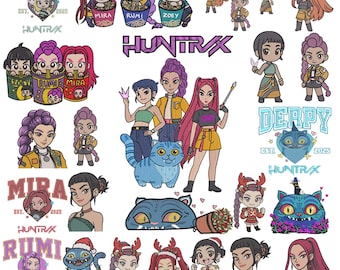 K-pop Huntrix Girls Stickmuster, Dämonenjäger, Zoey Rumi Mira (Instant Download), 8 Größe