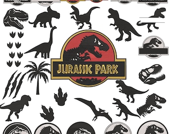 Jurassic Park Dinosaurier Stickmuster, Bundle 29File Park Ranger Aufnäher (digitaler Download)